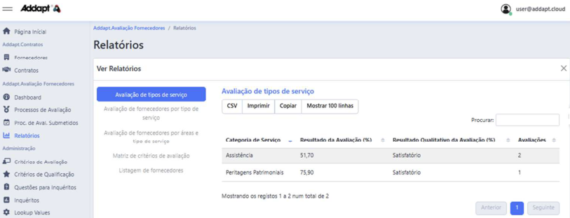 Captura de ecrã do Addapt
